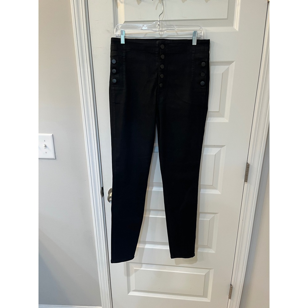 J Brand Natasha High Rise Skinny Jeans Fearful Coated Black Button Fly Sz.31